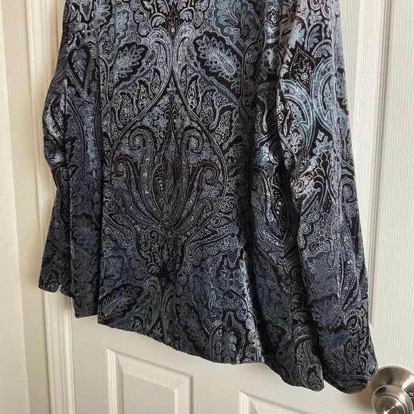 Coldwater Creek Velvet Paisley Jacket Blue & Brown Print Size X-Large women’s - Picture 11 of 13
